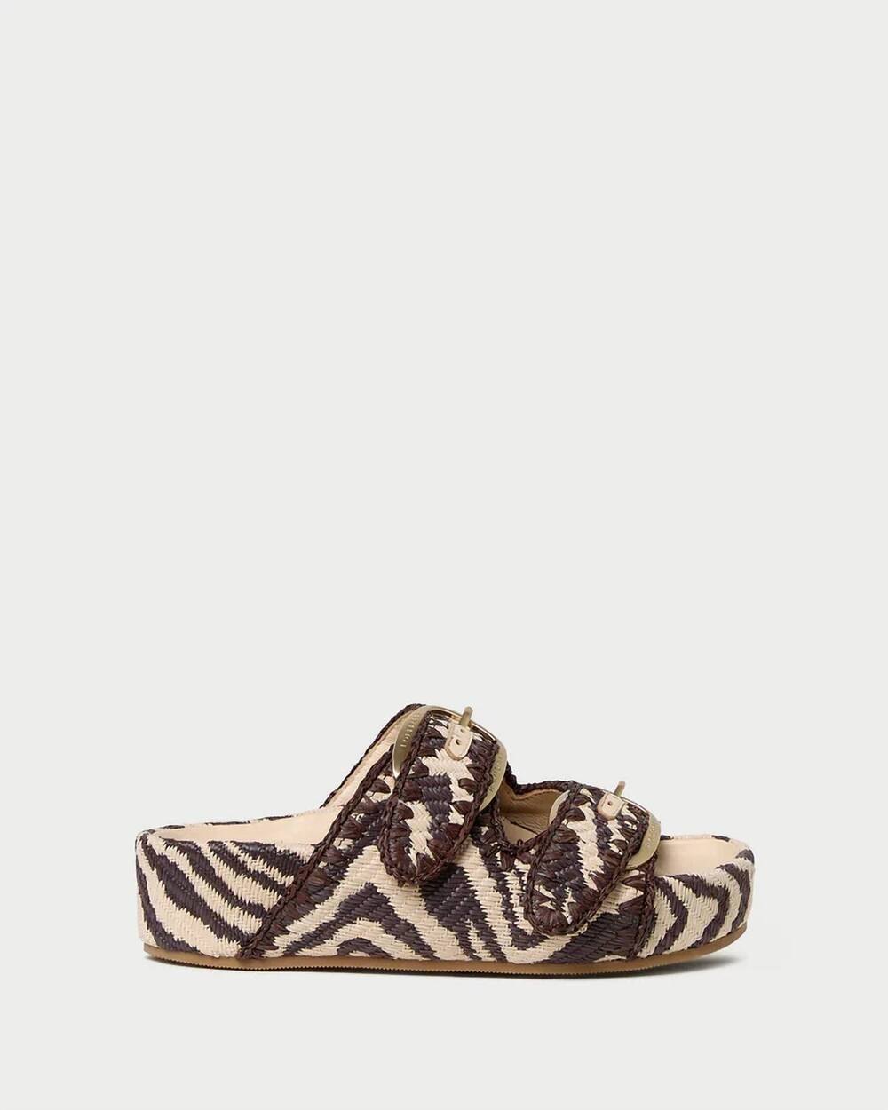 NEW LOEFFLER RANDALL women's nico two-band sandals in vintage zebra